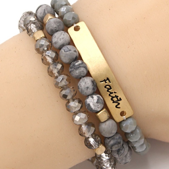Jewelry - 173-"FAITH" Stone Stretch Bracelet
